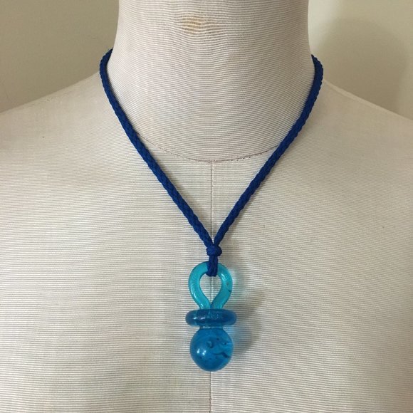 BUNDLE BONUS: Vintage 90s Pacifier Necklace, Blue | Good - Picture 1 of 6